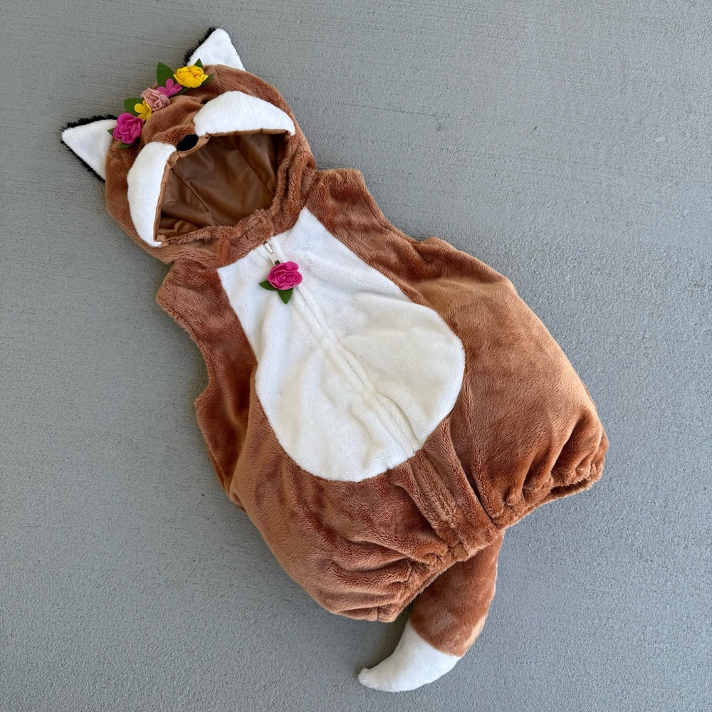 Adorable Fox Costume with Floral Headband Hood Costume Size 24 Months Halloween
